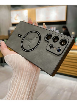 حقيبة نمط جلد الضأن الأيائل لسامسونج S25 الترا صدمات مغناطيسية لغطاء شحن لاسلكي Magsafe حقيبة هاتف من الجلد الصناعي الناعم ، [متوافق مع Mag-Safe] غطاء واقي ممتاز (رمادي) - view 2